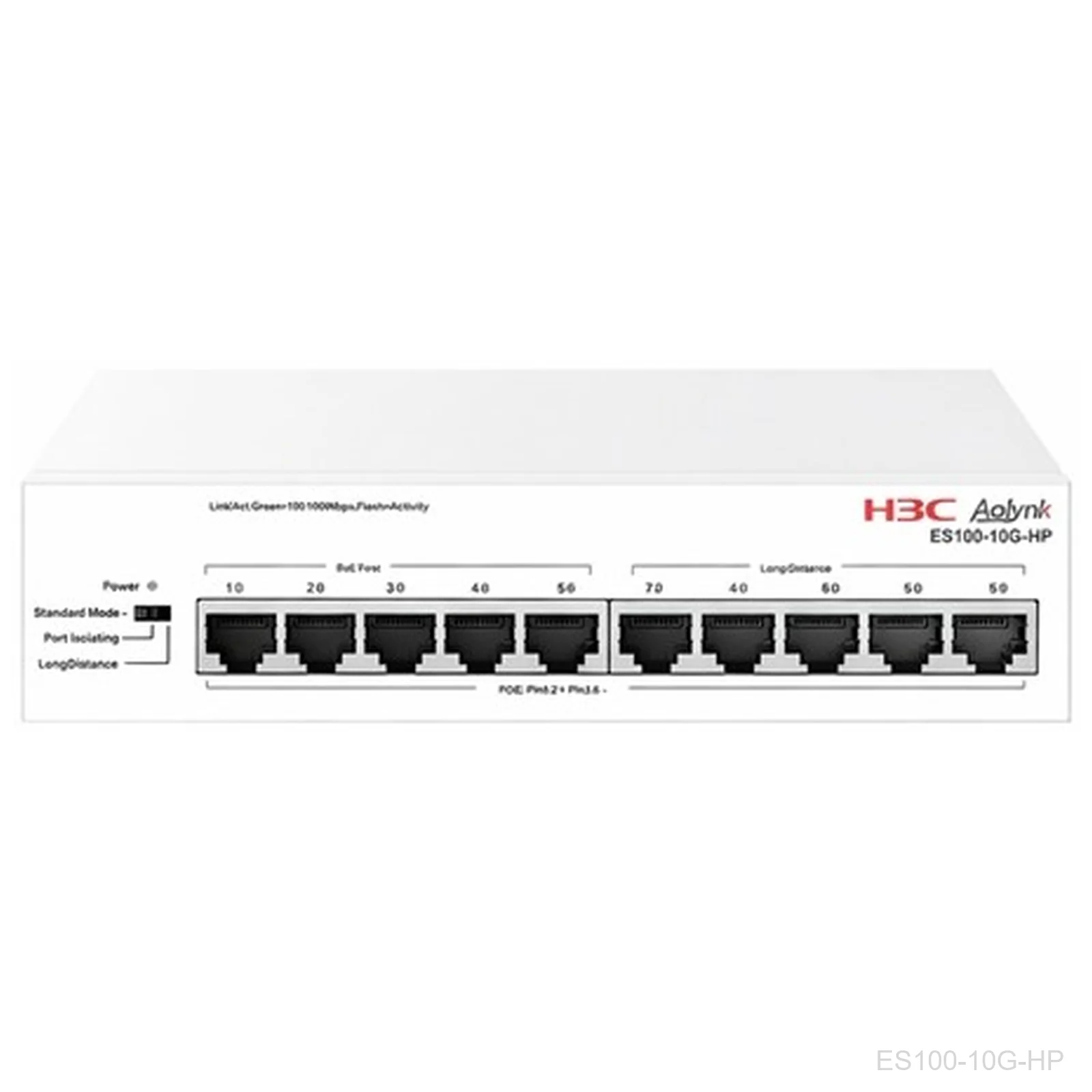 [ES100-10G-HP] H3C ES100-10G-HP, Aolynk 10-Port Gigabit Unmanaged PoE+ Switch, 120W