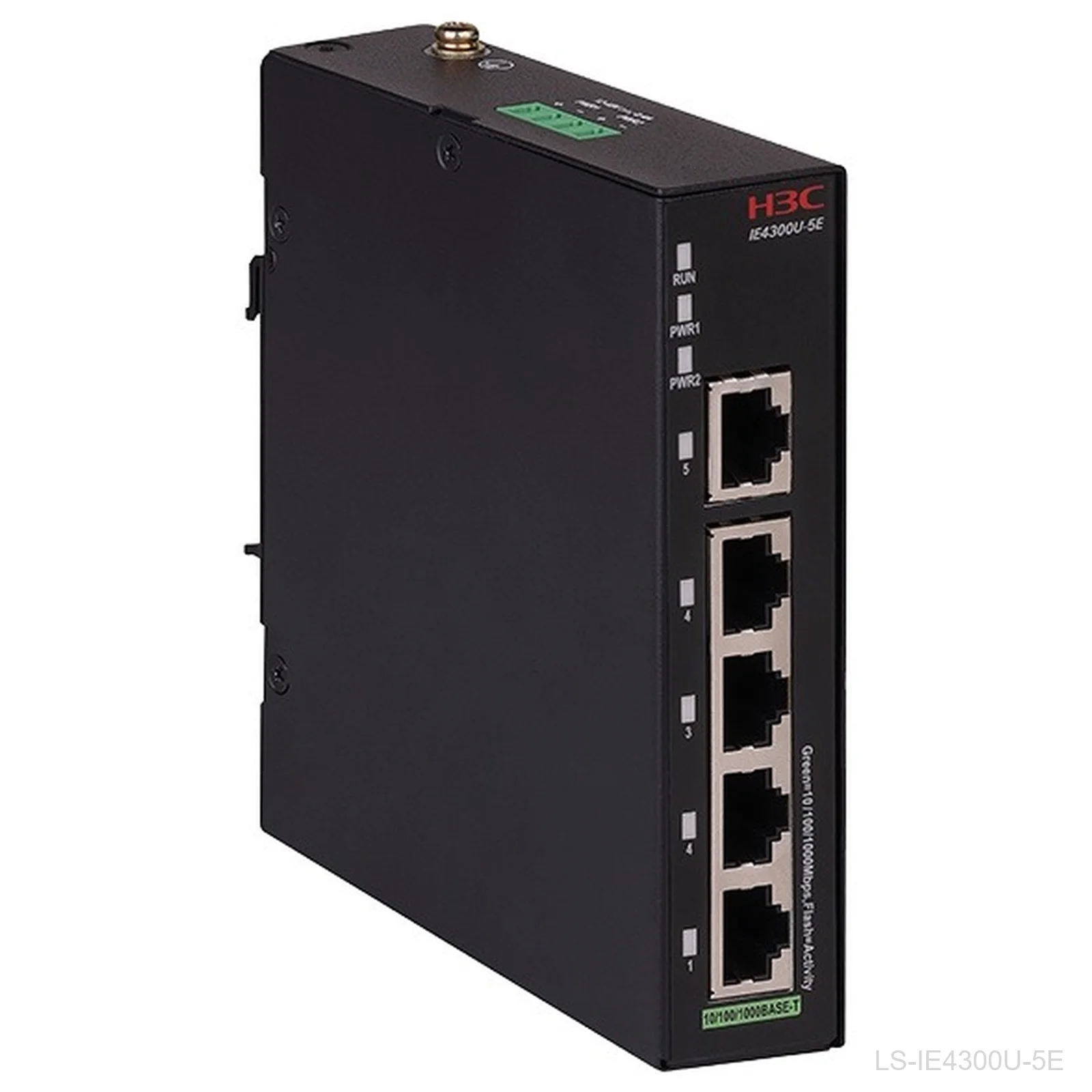 [LS-IE4300U-5E] H3C LS-IE4300U-5E, 5-Port Gigabit Industrial Switch, Fanless, 9801A6DS