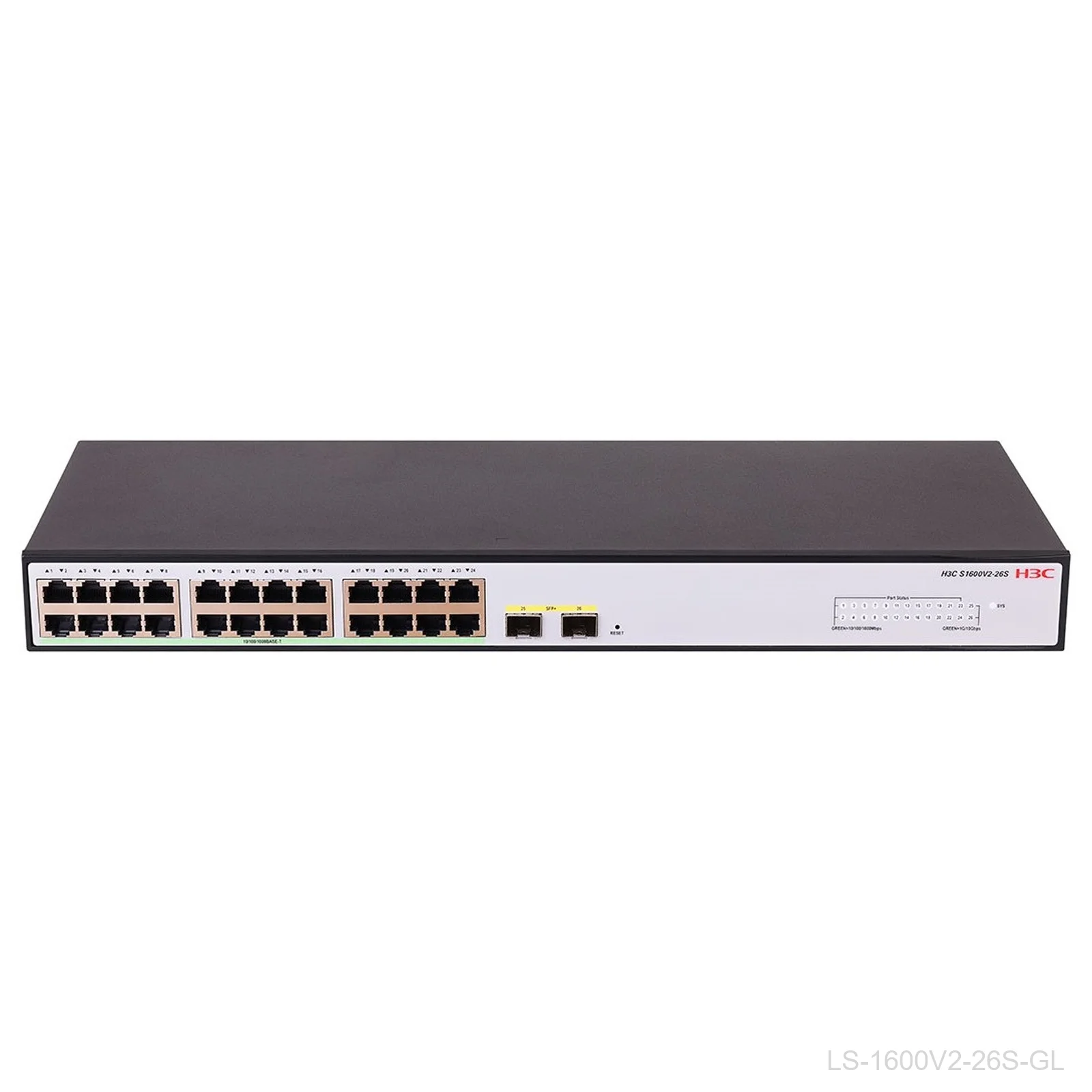 [LS-1600V2-26S-GL] H3C LS-1600V2-26S-GL, 24-Port Web Managed Gigabit Switch, 2x 10G SFP+