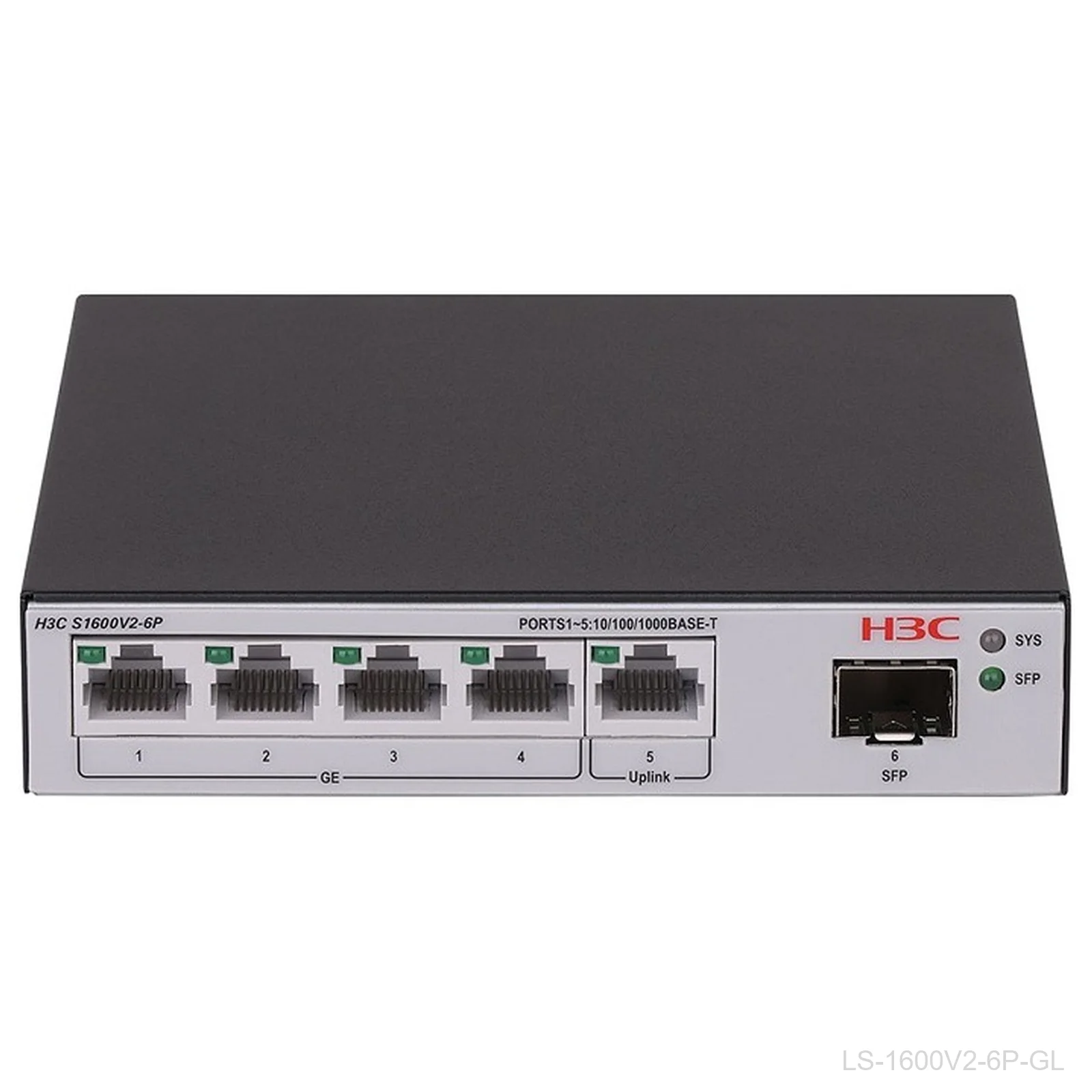 [LS-1600V2-6P-GL] H3C LS-1600V2-6P-GL, 5-Port Web Managed Gigabit Switch, 1x SFP
