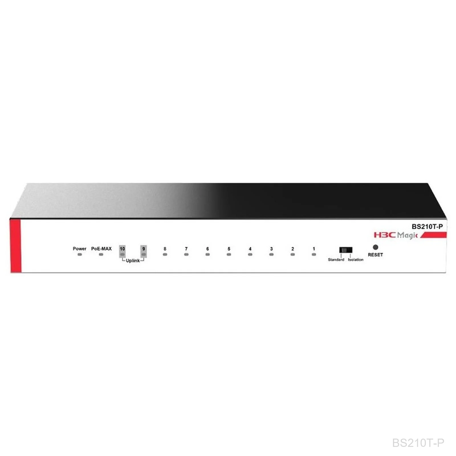 [BS210T-P] H3C BS210T-P, Magic 8-Port Gigabit Unmanaged PoE+ Switch, 57W, 2x 1G