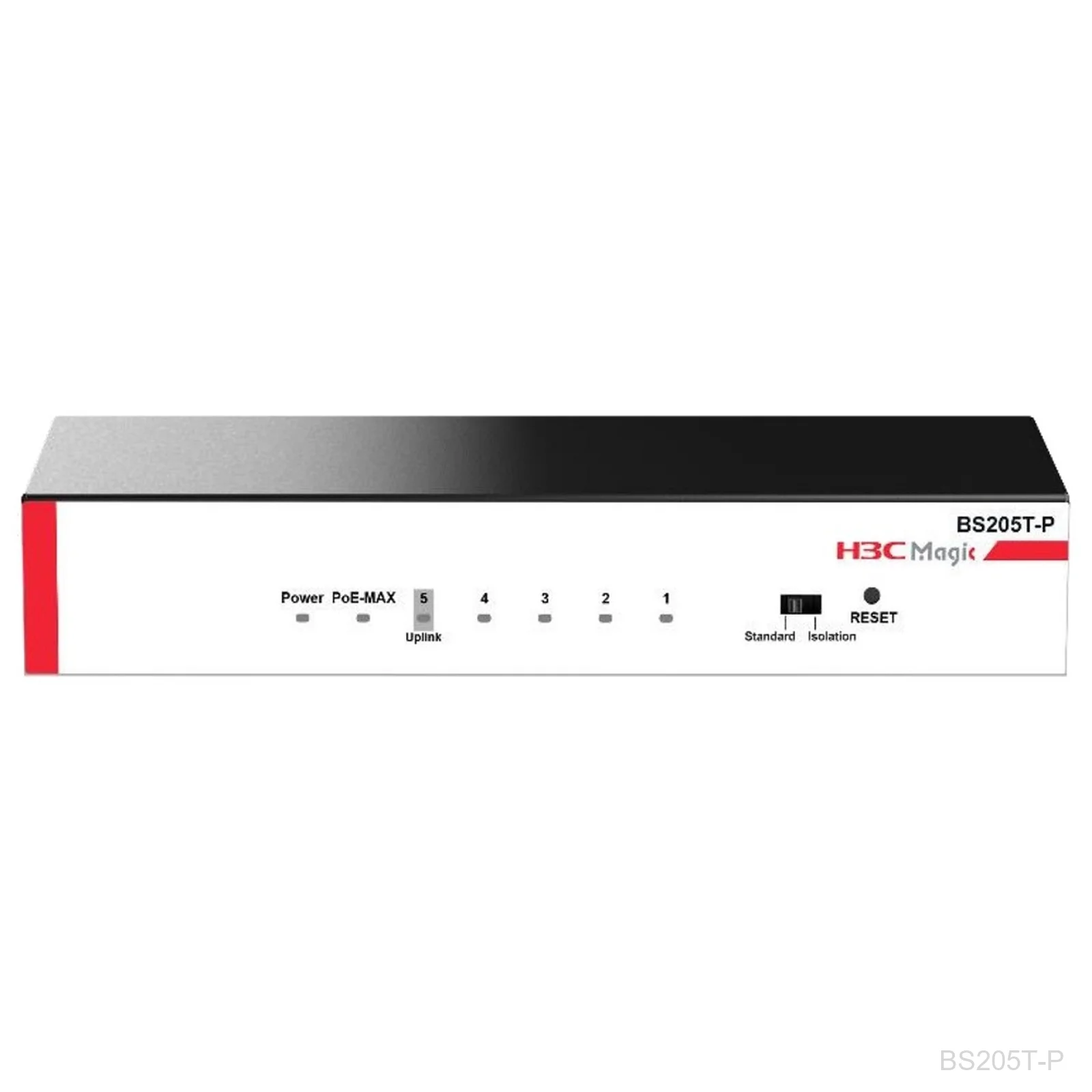 [BS205T-P] H3C BS205T-P, Magic 5-Port Gigabit Unmanaged PoE+ Switch, 57W, 9801A5BV