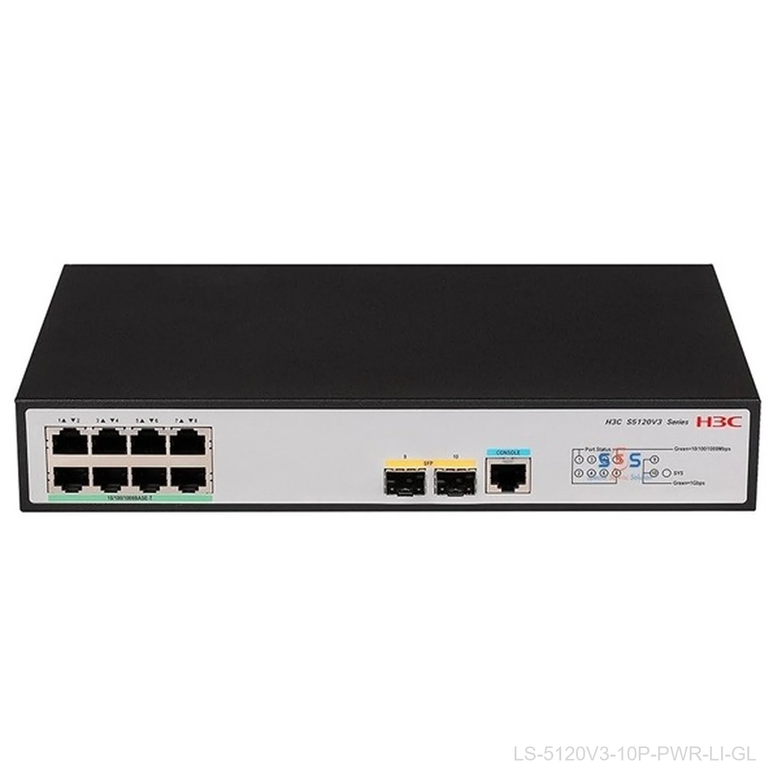 [LS-5120V3-10P-PWR-LI-GL] H3C LS-5120V3-10P-PWR-LI-GL, 8-Port Gigabit PoE+, 125W, 2x 1G SFP