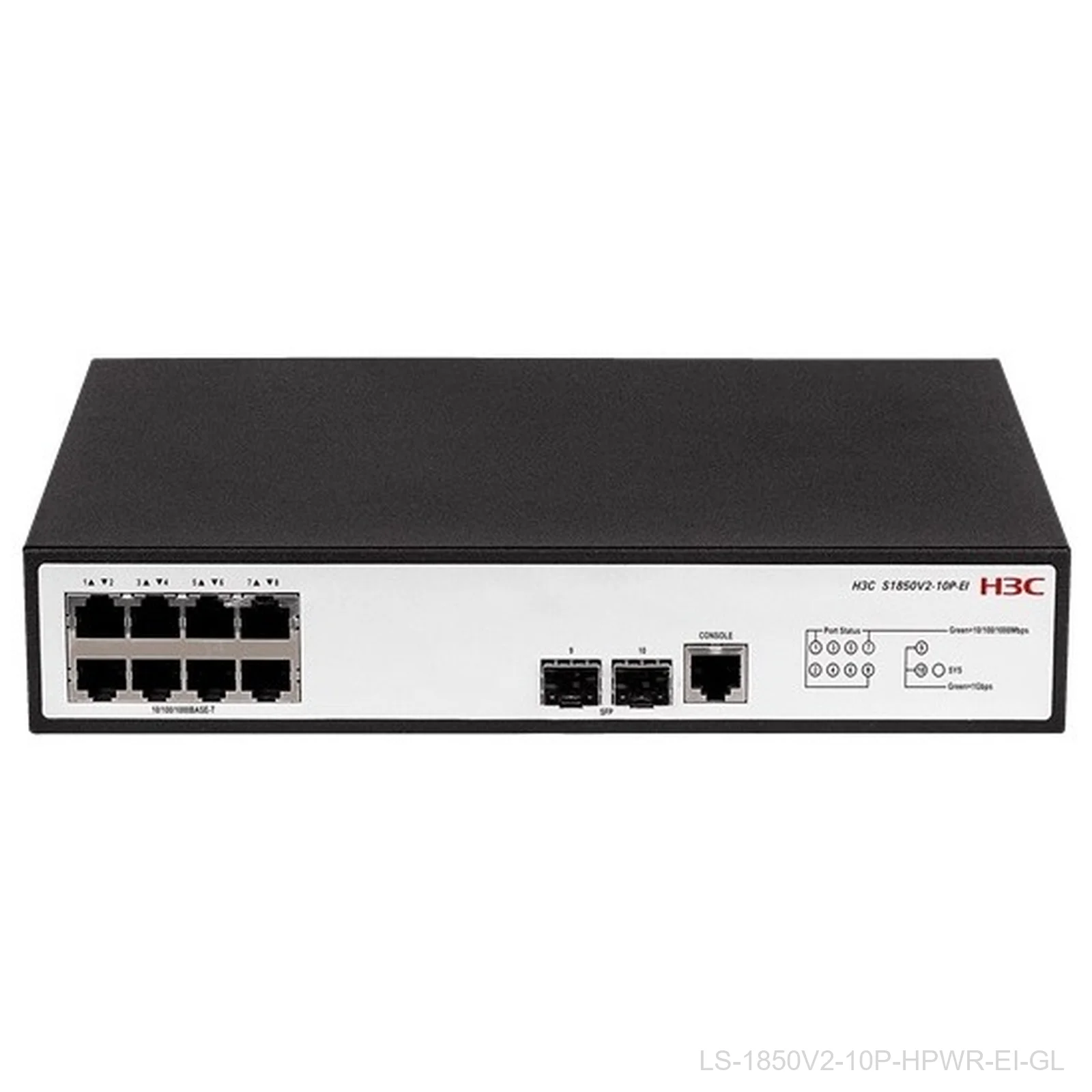 [LS-1850V2-10P-HPWR-EI-GL] H3C LS-1850V2-10P-HPWR-EI-GL, 8-Port Gigabit PoE+, 125W, 2x 1G SFP