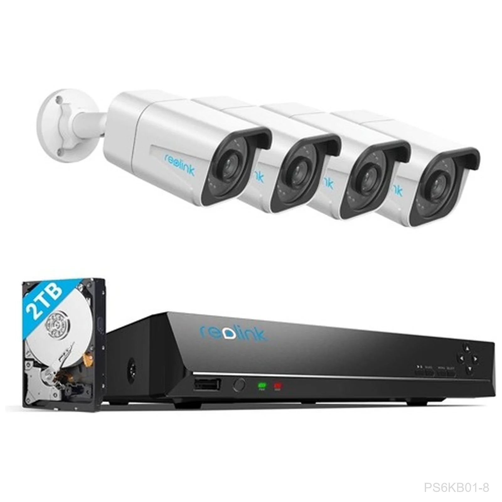 [PS6KB01-8] Reolink NVS8-12MB4, 4 x 12MP Bullet Camera + 8CH PoE NVR, 2TB HDD
