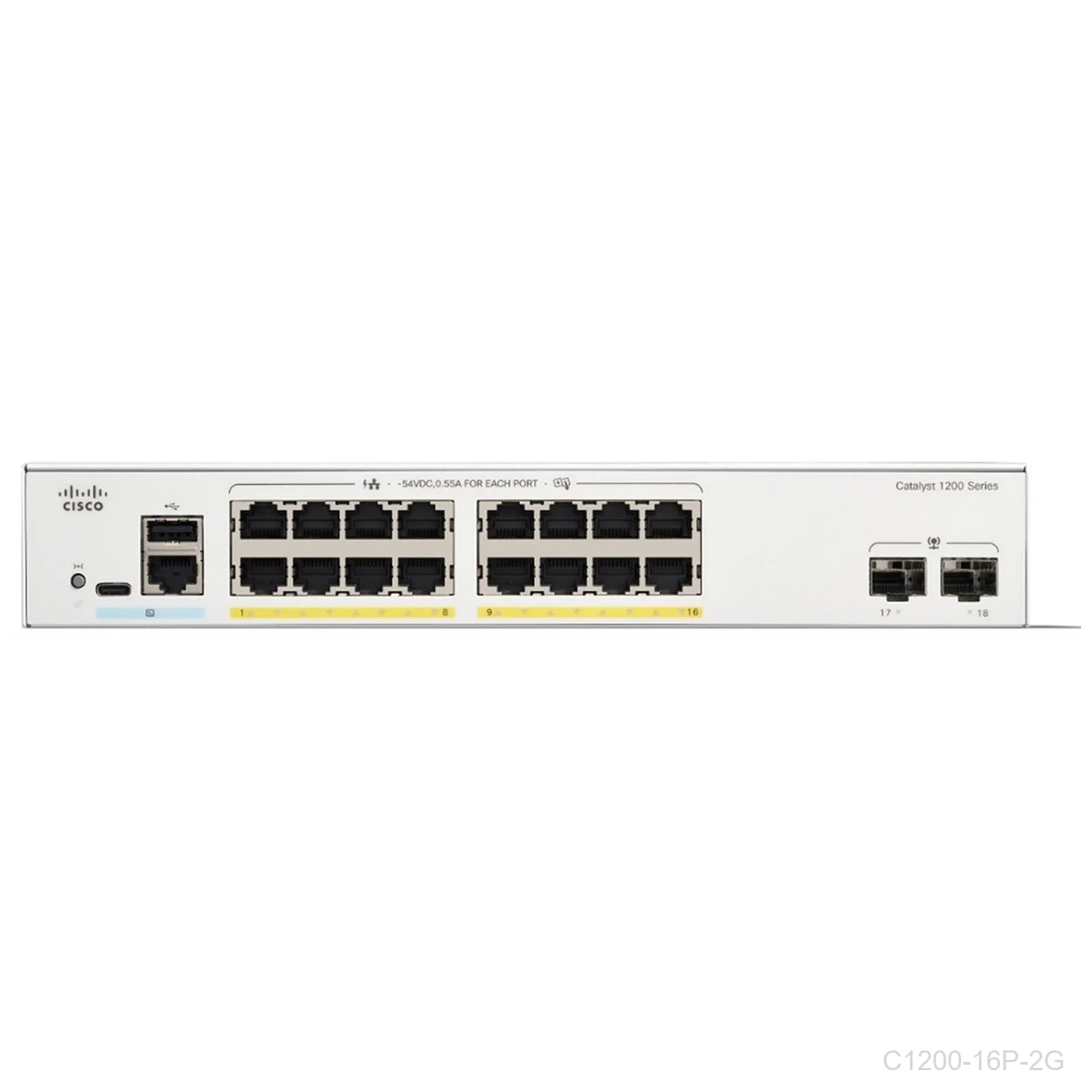 [C1200-16P-2G] Cisco C1200-16P-2G, 16 ports Giga POE+ 120W + 2 x 1G, Catalyst Switch