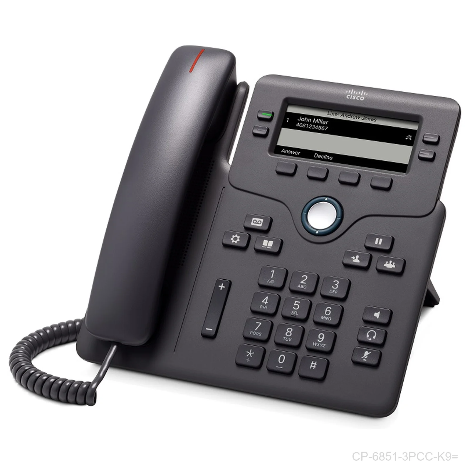 [CP-6851-3PCC-K9=] Cisco CP-6851-3PCC-K9= 6851 4-Line MPP PoE IP Phone